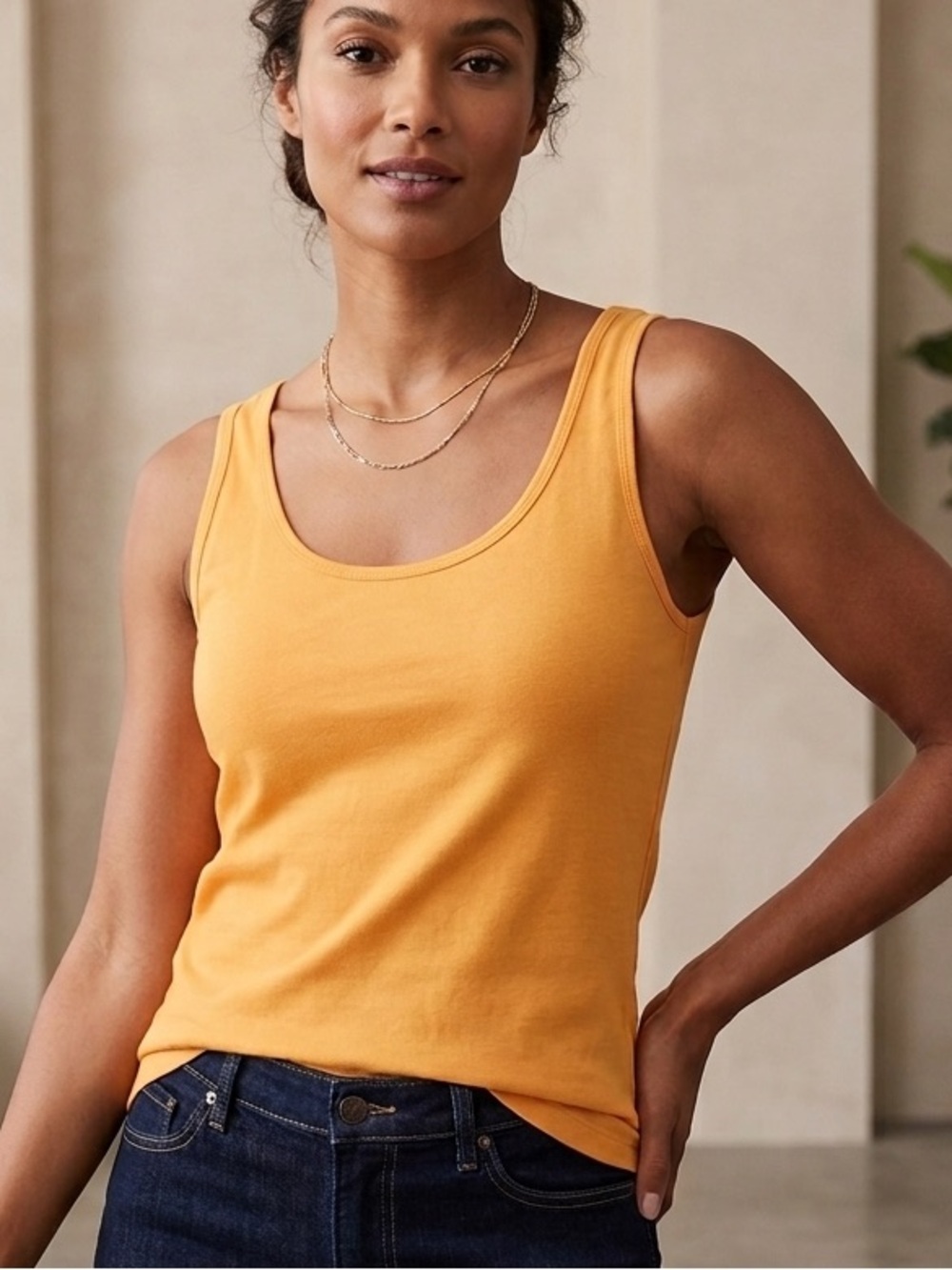 LOFT Golden Tangerine Scoop Neck Tank S NWOT